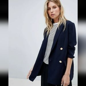 Whistles Navy Blue Double Breasted Blazer S Oversized Nautical Fall